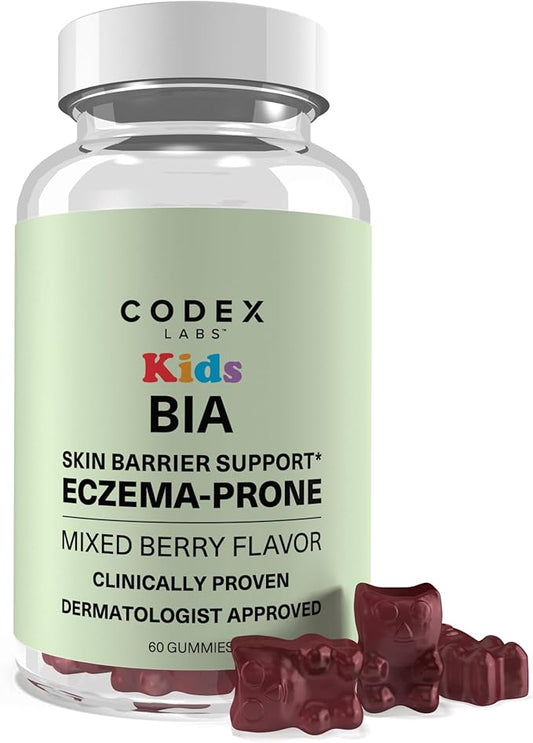 Codex Labs Kids Skin Barrier Support Gummies - Mixed Berry Flavor L-Histidine with Vitamins & Zinc - 60 Gummies for Sensitive or Eczema-Prone Skin - Non-GMO Vegan Supplement