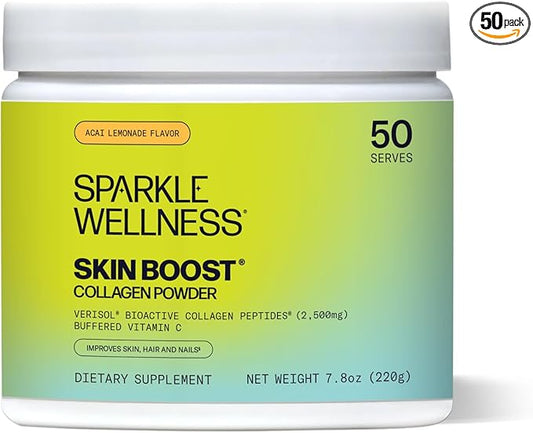 VERISOL Bioactive Hydrolyzed Collagen Peptides & Vitamin C | Collagen Powder Supplement for Hair, Skin, and Nail Health | Skin Boost (Acai Lemonade) [50-Serves]