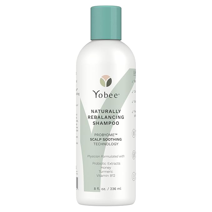Yobee Rebalancing Shampoo – Sulfate-Free Dry, Flaky & Itchy Scalp Care | Probiotic Shampoo with Organic Honey, Turmeric, Vitamin B12 & Oat | Dandruff, Eczema & Psoriasis Relief | Doctor Founded