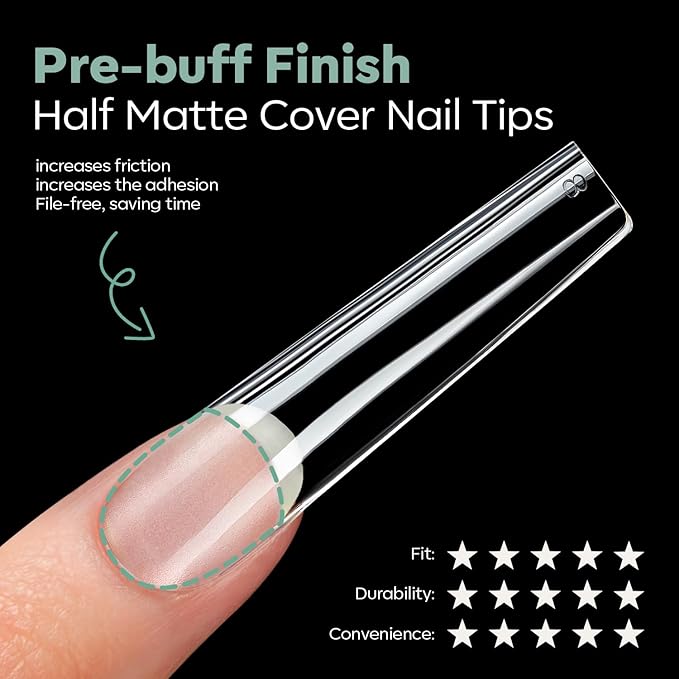 modelones Long Square Nail Tips, 3XXXL Straight Pre-shaped Soft Gel Tips Fake Nails False Acrylic Clear Full Cover Press on Extension Kit Gel Manicure DIY at Home 216PCS 12Sizes