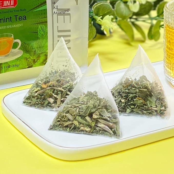 XIEJINJI Spearmint Tea Bags, 40 Count - 100% Pure Spearmint Leaves, Antioxidant-Rich, Supports Digestion, Refreshing & Soothing