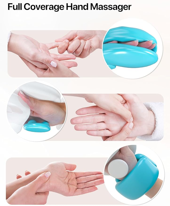 ALLJOY Roller Kneading Hand Massager for Arthritis and Carpal Tunnel Relief, Cordless Electric Hand Massager with Heat and Compression for Finger Numbness, Gifts for Women and Men (White)