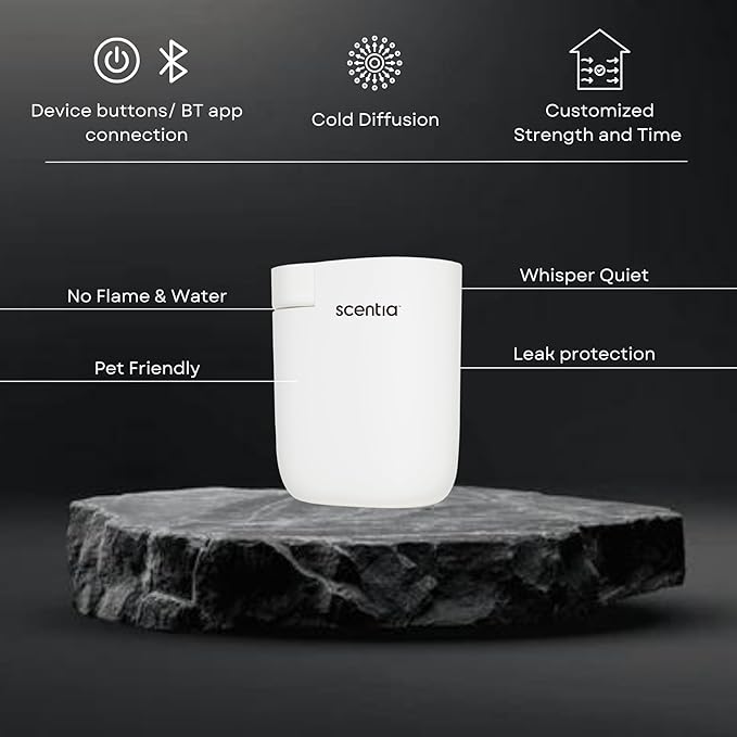 Home Scent Diffuser Starter Kit |Plug in Waterless Aroma Diffuser for Essential Oils | for Home, Office,Spa, Smart App | Covers up to 500 Sq. Ft. | White | 20ml Oil Included- Best Gift