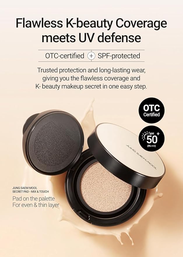 JUNG SAEM MOOL [ SPF ] Essential Skin Nuder Cushion (19 Pink Light) | Refill Not Included (0.49 Fl Oz) | SPF50 Broad Spectrum | Natural Finish | Makeup Artist Brand