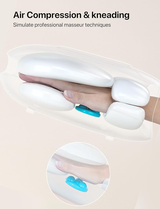 ALLJOY Roller Kneading Hand Massager for Arthritis and Carpal Tunnel Relief, Cordless Electric Hand Massager with Heat and Compression for Finger Numbness, Gifts for Women and Men (White)