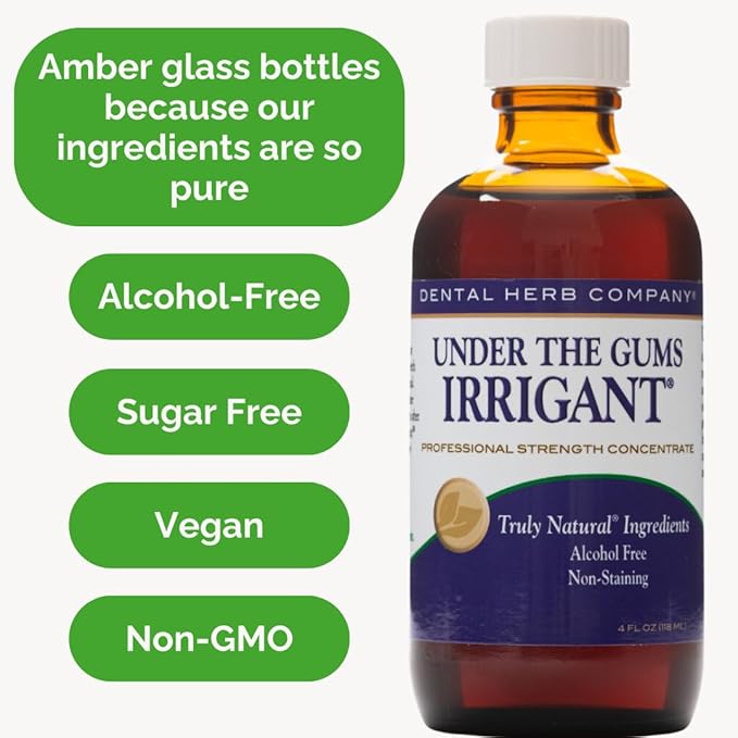 Under The Gums Irrigant Solution – Alcohol-Free, Vegan Herbal Solution for Water Flossers & Oral Irrigators – Supports Gum Health Naturally - (45 Day Supply) by Dental Herb Company