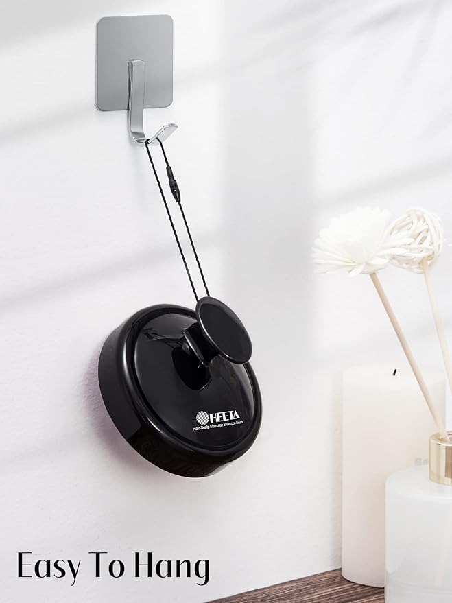 HEETA Hair Scalp Massager Brush, Updated Hair Shampoo Brush, Wet & Dry Scalp Exfoliator with Soft Silicone Bristles, Head Massager Washing Hair Care Tool for Women Men Kid for All Hair Types (Black)