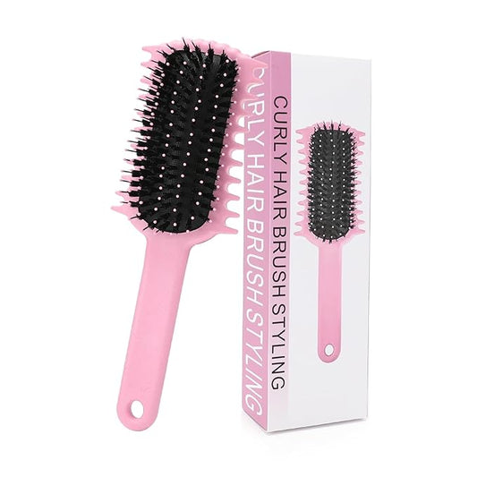 Curly Hair Brush, Volume Curl Defining Brush for Detangling Shaping and Styling Women's Curls, Reduce Pulling (Pink)