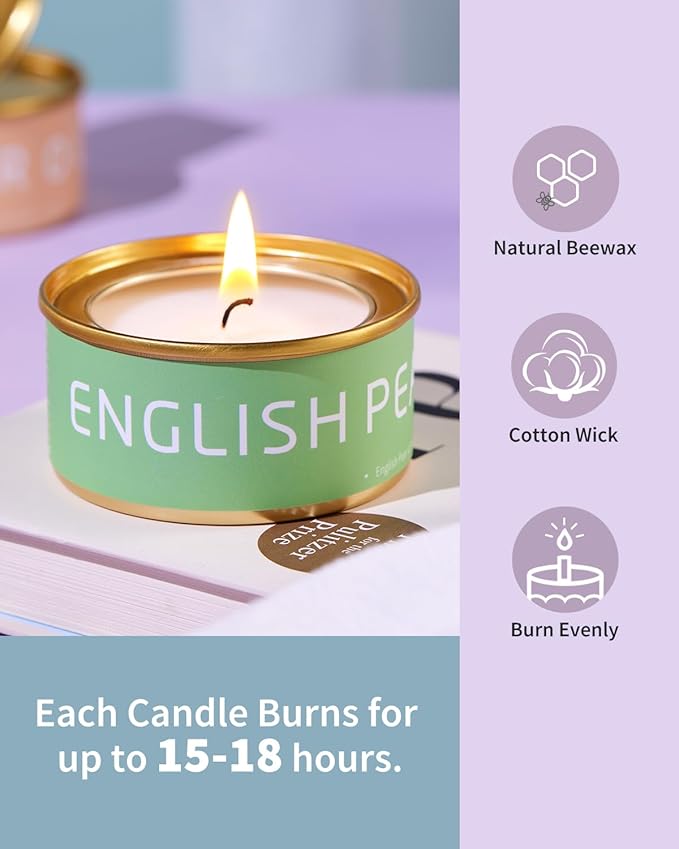 Floral Scented Candles Gift Set, Natural Beeswax with Essential Oils, Holiday Aromatherapy Candles for Christmas Stocking Stuffer, Birthday, Mother's Day, Gift Ideas for Women, 6-Pack Variety Scents