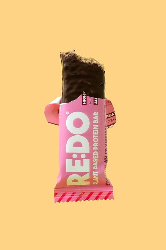 RE:DO Plant based Protein Bars I Swedish Raspberry 2.1oz bars I 12g Vegan Protein, Nutrition Protein Bars I High Protein Recovery Bars, No Palm oil I (9 count) (Large, Raspberry)