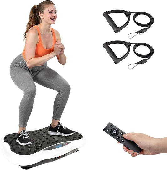ALSO GO Vibration Plate Exercise Machine, 120-Level & 3 Workout Modes Vibration Board for Weight Loss/Lymphatic Drainage, 400lbs Capacity with Resistance Bands, Full Body Platform for Home Fitness