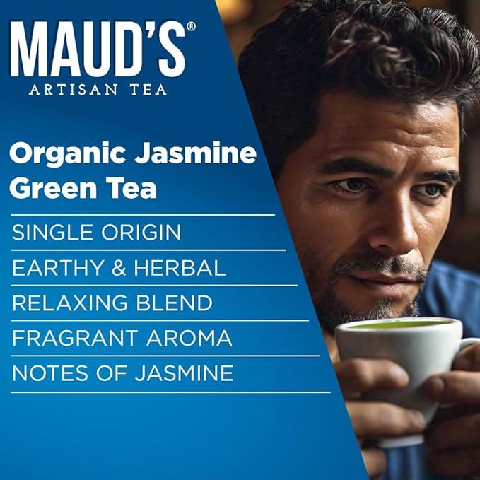 Maud's Organic Jasmine Green Tea Pods, 24 ct, Recyclable Single Serve Tea Pods – 100% Gourmet Blended Tea Leaves, Compatible with Keurig K Cups Maker