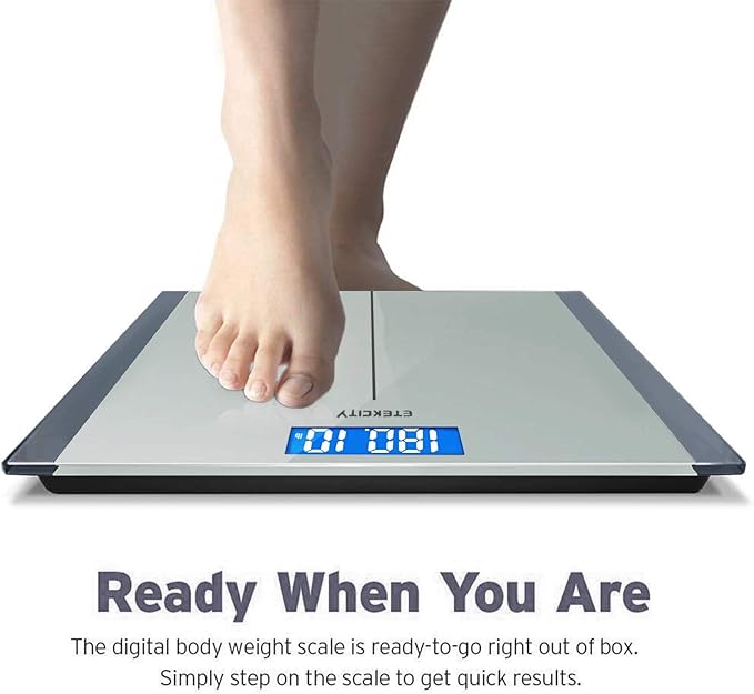 Etekcity Scale for Body Weight, Bathroom Digital Electric Scale for People, Measures Weight up to 400 lbs, Silver