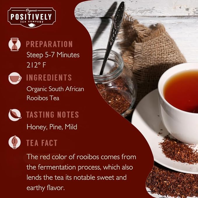 Organic Positively Tea Company, South African Rooibos Tea, Loose Leaf, 16 Ounce