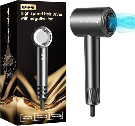 Hair Dryer,110000 RPM High-Speed Brushless Motor for Fast Drying Quiet Compact Hair Blow Dryer with Magnetic Diffuser for Curly Hair for Home Travel Salon #200Black