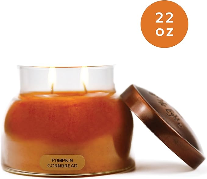 A Cheerful Giver - Pumpkin Cornbread - 22oz Mama Scented Candle Jar with Lid - Keepers of The Light - 125 Hours of Burn Time, Gift for Women, Orange