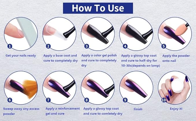 Artdone Chrome Nail Powder Metallic Mirror Glitter Effect Pigment Iridescent Aurora Mermaid Pearl Dust Kit for Gel Polish Nail Art Decoration, Resin Craft Arylic Powder