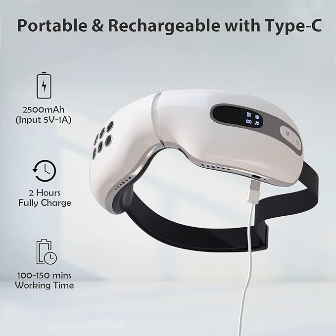 Eye Massager with Heat and Cooling for Migraines Dry Eyes Heated Eye Massager for Sleeping Travel Gifts for Women and Men