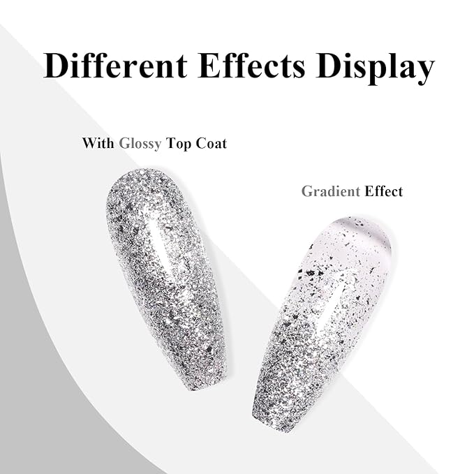 Imtiti 10ml Silver Glitter Gel Nail Polish Long Lasting Soak Off UV Led Christmas Silver Gel Polish Salon DIY at Home Gift for Women 1Pcs