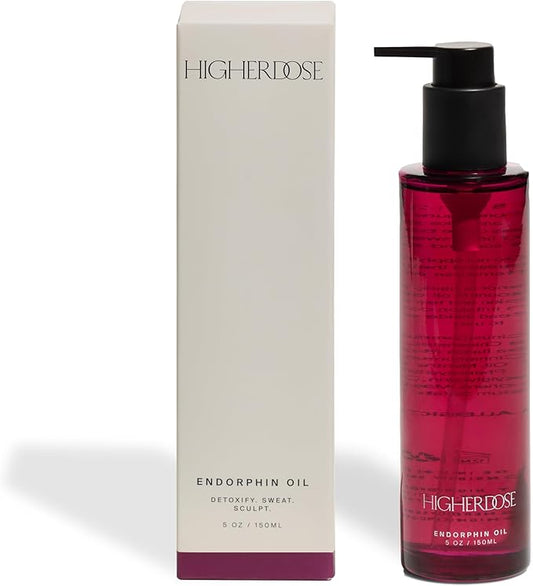 HigherDOSE Endorphin Body Oil - Organic Castor Oil with Magnesium & Warming Essential Blend - Targeted Sauna & Workout Enhancer - Detox Support Body Skin Care Products (5 Fl Oz)