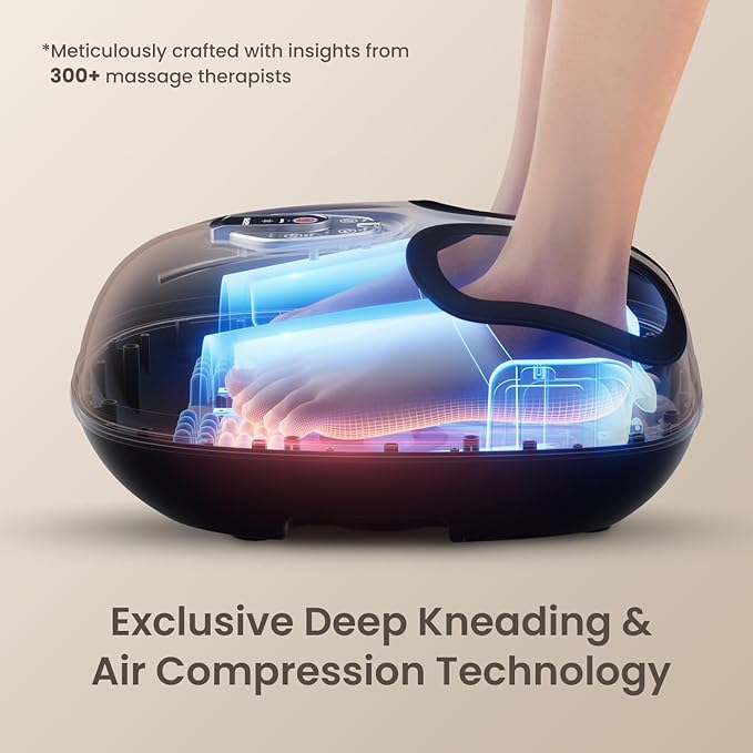 RENPHO Foot Massager Machine with Heat [2025 Upgraded], Foot Massager for Plantar Fasciitis, 3 Heat Levels, Mothers Day Gifts for Women Mom Dad, Wireless Control, True Feet Massage