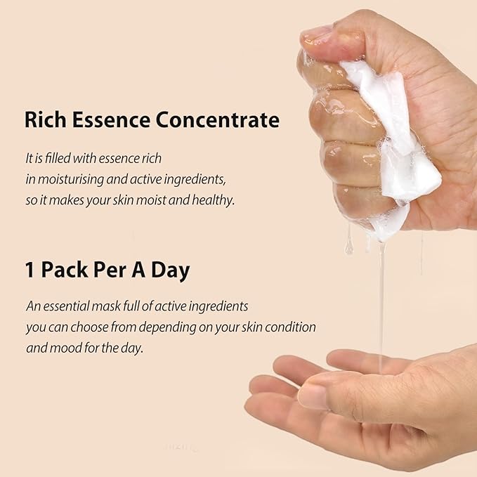 SHIONLE 10 Combo Pack A Vital Facial Sheet Mask, 5 Types Essence Korean Skincare Self Care Home Spa Treatment Face Mask, Hydrating Nourishing Soothing for All Skin Type