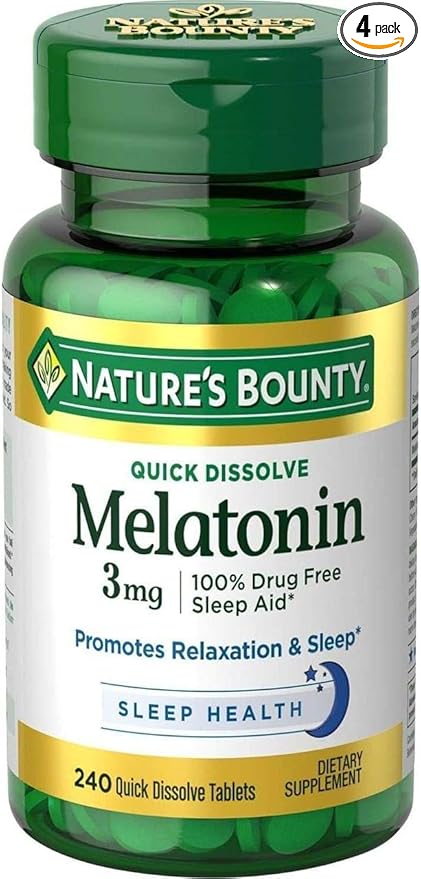 Nature's Bounty Melatonin 3 mg Tablets 240 Tablets (Pack of 4)