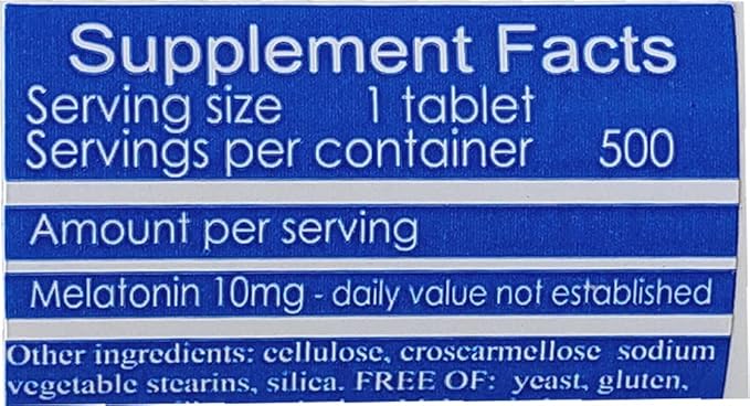 Melatonin 500 count 10mg Quick Dissolve Vegan Super Strength