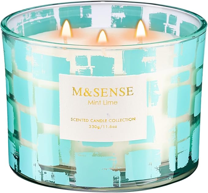 M&SENSE 3 Wick Lavender Milk Scented Candle,11.6oz Natural Soy Wax Non Toxic for Home, Up to 60 Hours Burn time,Fall Decorations for Home,Stress Relief Candles for Women/Men