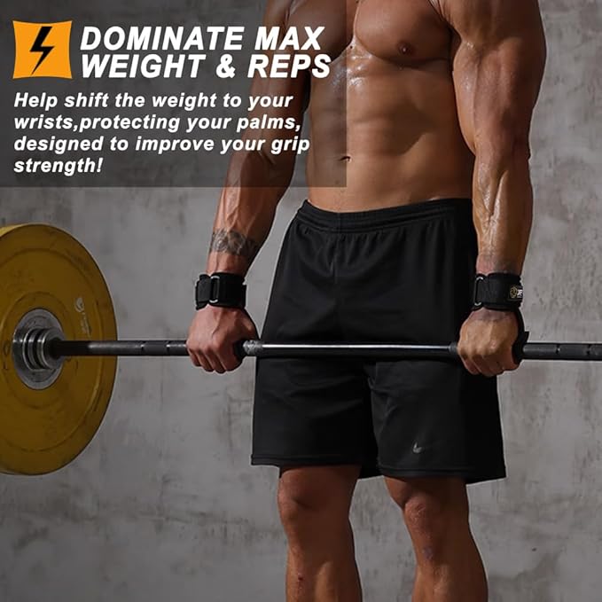 Wrist Straps for Weightlifting for Maximum Grip Support - Lifting Deadlift Strap & Weight Lifting Grips Gloves for Working Out Pull Up Deadlifting & Shrugs