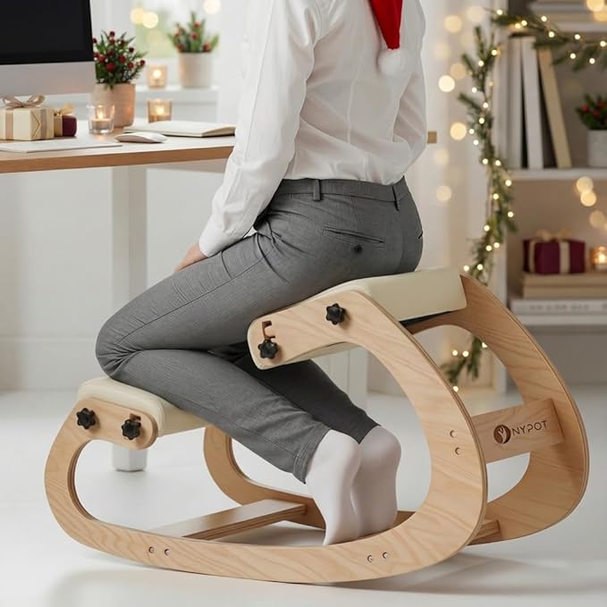 NYPOT Ergonomic Kneeling Chair with Adjustable Seats - Knee Chair for Posture Correction & Kneel Rocking Stool for Desk - Back Pain Relief for Home and Office, Supports 250 pounds - 5 Years Warranty