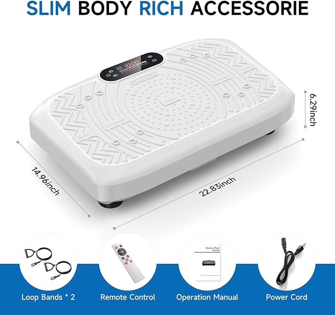 Vibration Plate Exercise Machine Weight Loss, Full Body Workout Vibration Plate Lymphatic Drainage, 199 Adjustable Speeds Power Shaping Vibrating Plate 450 Lbs Capacity Fitness Platform