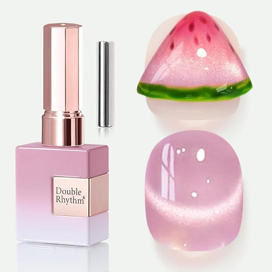 Double Rhythm 0.5 OZ Cat Eye Gel Polish with Magnet 15ML Holographic Glitter Shimmer Translucent Jelly Color Magnetic Nail Polish Salon DIY at Home (Light Purple-MC1209)