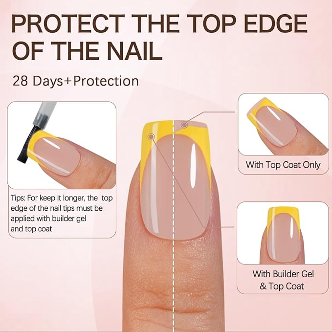 Misssix XBASICTIPS French Tip Press On Nails, 600Pcs Short Square French Gel Nail Tips 20 Colors, Soft Gel Pre-shaped No Need to File 3 in 1 Tips, Fake Nails for Nail Art DIY Extension15 Sizes