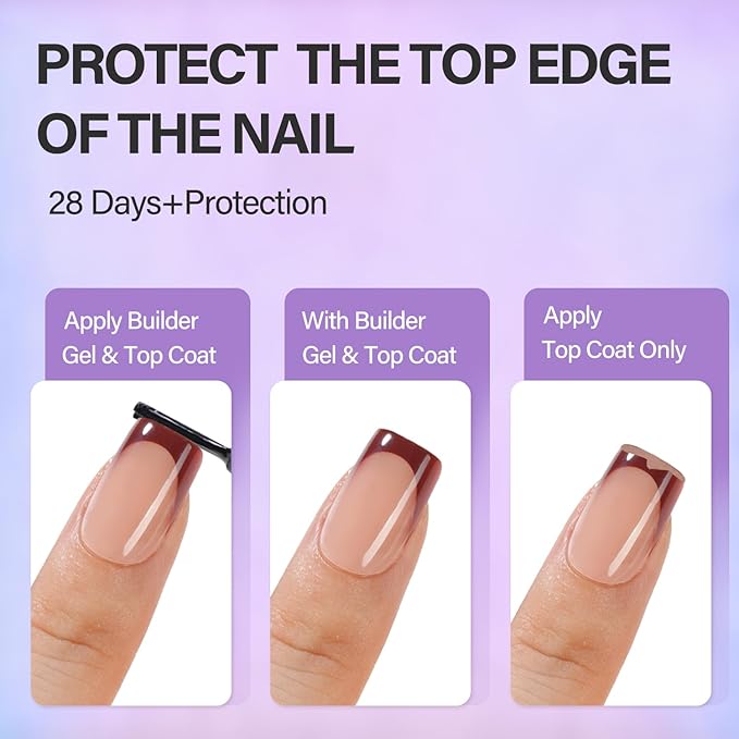 Vansiho French Gel Nails Kit - Short Square French Tip Press on Nails Kit, Nail Gel and Nail Lamp for Gift and Nail Art DIY