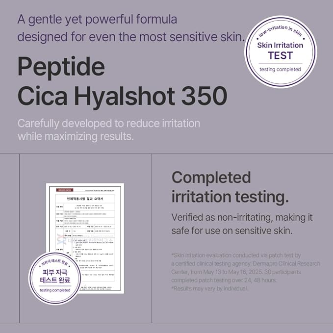 mixsoon Peptide Cica Hyalshot 350, 1.01 Fl. Oz / 30ml Centella Asiatica, Hyaluronic Acid for Sensitive Skin Lightweight & Fragrance-Free Korean Glass Skin Care