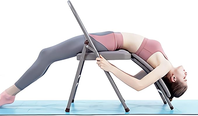 Yoga Auxiliary Chair with Detachable Lumbar Back Support Relieve Back Pain Chair Foldable Balance Handstand Training Tool