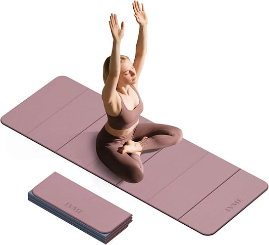 Foldable Yoga Mat, 0.32 inches Thick, SGS Certified, Non Slip, 71 x 24 inches, Foldable for Travel, Pilates, Camping, Environmental Sports Mat, Odorless TPE Material