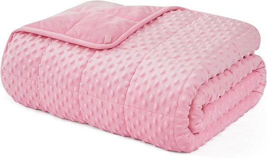 L'AGRATY Weighted Blanket - 36"x48" 3lbs Minky Dots Heavy Blanket with Glass Beads Soft Breathable for All-Season Summer Fall Winter Thick Comfort for Sleeping