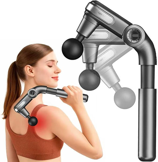 Foldable Massage Gun Deep Tissue with Retractable Handle，Back and Neck Massager for Pain Relief，Handheld Massager for Shoulder Lower Leg Waist– Perfect Gifts for Women, Father, Mother, Friends