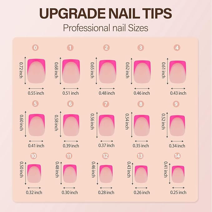 150Pcs French Gel Nail Tips, Vansiho Short Square Nail Tips, Pink Pre-French Tips Press on Nails, Soak Off Soft Gel Acrylic Fake Nails for Nail Art DIY 15 Sizes