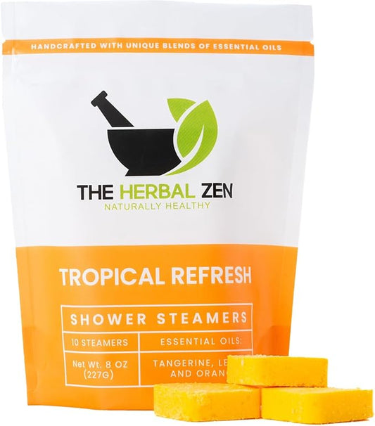 Tropical Refresh Shower Steamers Aromatherapy with Citrus Essential Oils,Made in The USA Shower Bomb Aromatherapy, Self Care Gift, Spa Day Gifts, Birthday Gifts, Gift for Her