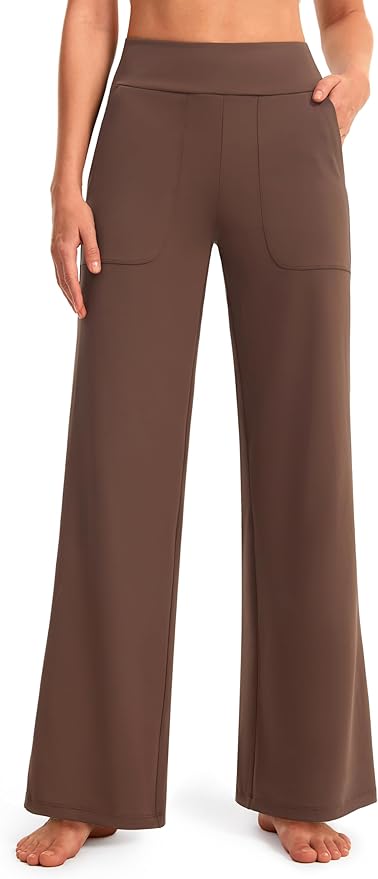 AFITNE Womens Wide Leg Yoga Pants with Pockets High Waist Stretch Dress Casual Pants Loose Lounge Sweatpants 28"/30"/32"