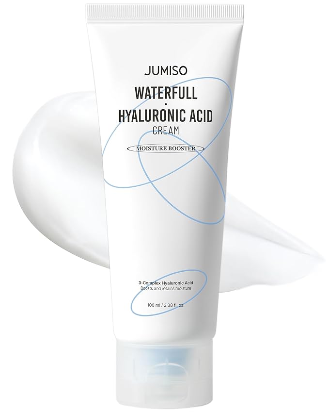 JUMISO Waterfull Hyaluronic Cream - Korean Face Moisturizer with 3-Complex Hyaluronic Acid 5 Microbiome Deep Hydration Sebum Control - Vegan Fragrance-Free All Skin Types, 3.38 oz.