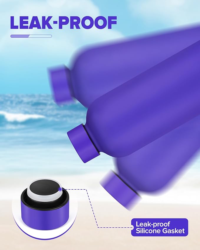 Insulated Water Bottle with Lid, 25 oz Reusable Leak-Proof Metal Stainless Steel Water Bottles for Travel, Sports, Gym, Outdoor (Dark Blue)