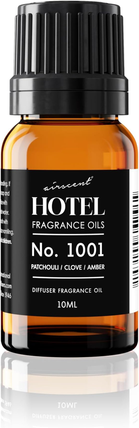 AirScent Hotel Diffuser Oil No. 1001 - Patchouli Clove Amber - Hotel Scent Dupe - Premium Fragrance Oil for Ultrasonic and Waterless Diffusers - 10 mL, .34 fl oz Glass Dropper Bottle