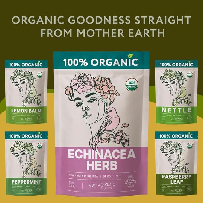 Organic Echinacea Herb (4 oz.) - Equinacea Organica - Echinacea Purpurea Loose Leaf Tea - Immunity, Respiratory System, Digestion