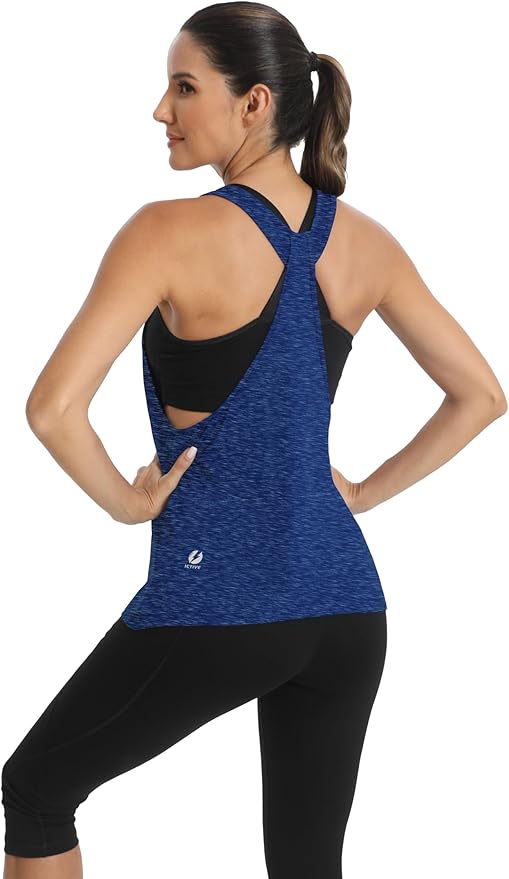 ICTIVE Workout Tops for Women Sleeveless Open Back Muscle Racerback Exercise Tank Shirts