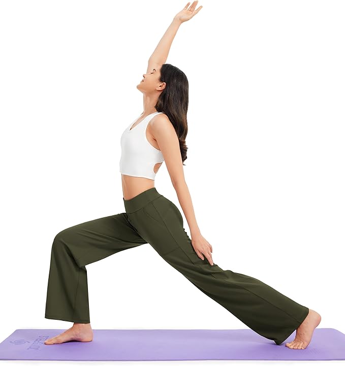 AFITNE Womens Wide Leg Yoga Pants with Pockets High Waist Stretch Dress Casual Pants Loose Lounge Sweatpants 28"/30"/32"