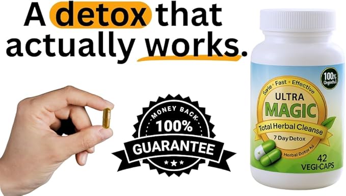Magic Detox 7 Day Cleanse - Full Body Detox for Toxin Rid, Gut, Kidney & Liver Cleanse - Natural Herbal Detoxify and Cleanser - Non-GMO, Lab Tested, Made in USA - 42 Veg Capsules
